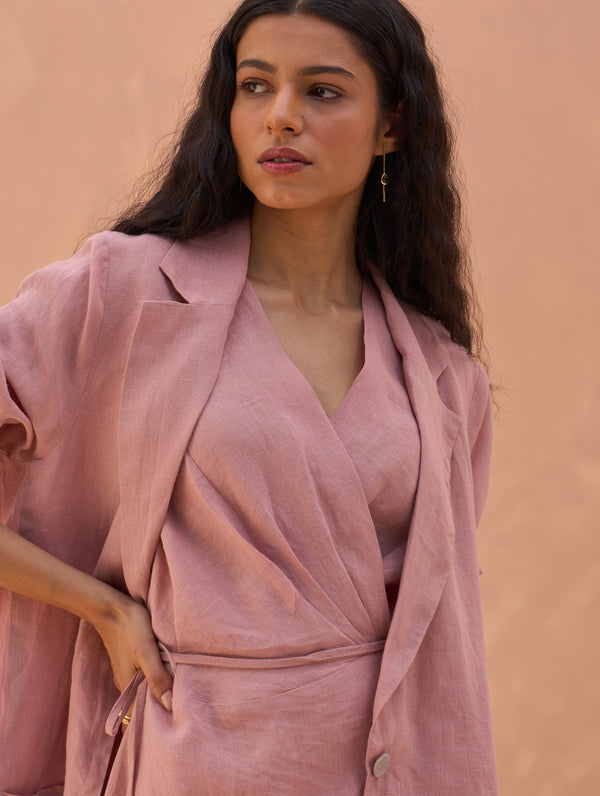 Maya Linen Dress with Jacket - Rose