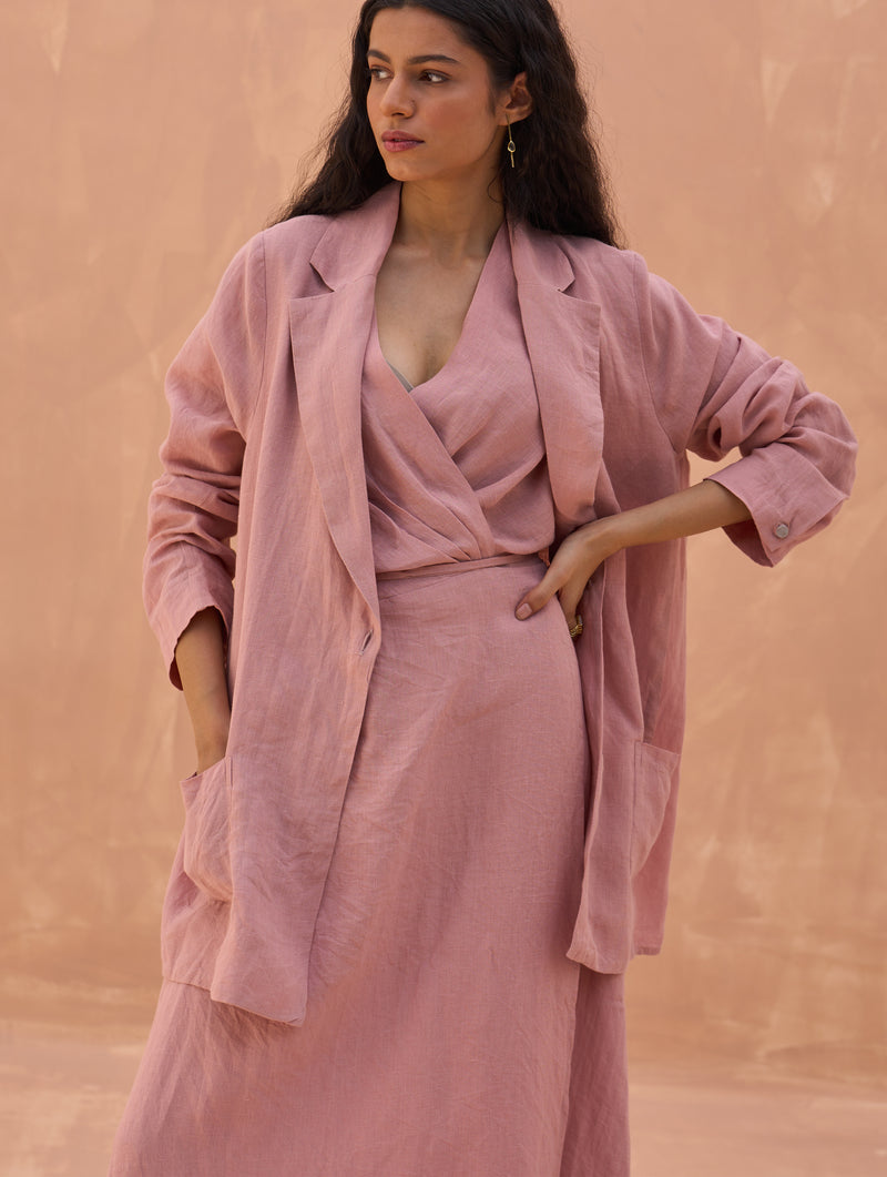 Maya Linen Dress with Jacket - Rose