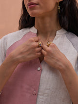 Lila Color-Blocked Linen Kurta - Rose