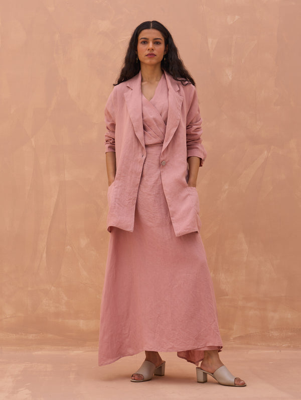 Maya Linen Dress with Jacket - Rose