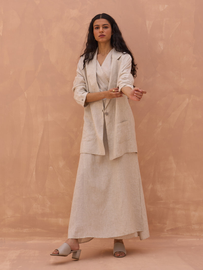 Maya Linen Dress with Jacket Off White - Main Image