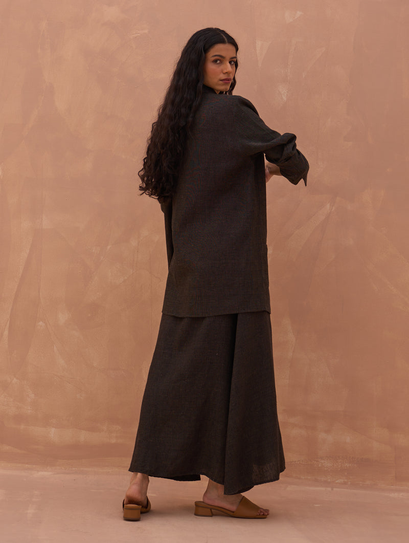 Maya Linen Dress with Jacket - Charcoal