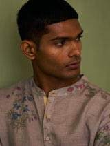 Hachi Botanical Linen Kurta - Ash