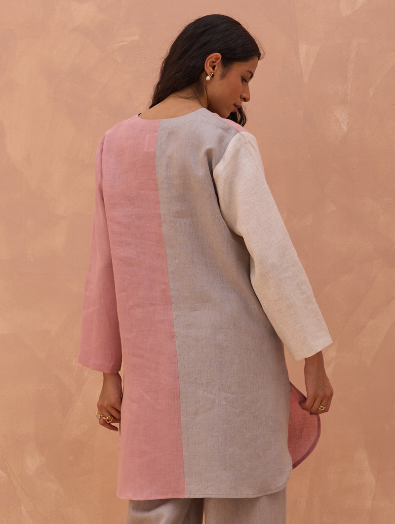 Pera Color-Blocked Kurta - Rose