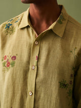 Kazu Botanical Linen Shirt - Fern
