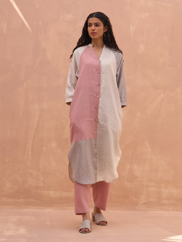 Lila Color-Blocked Co-ord Set - Rose