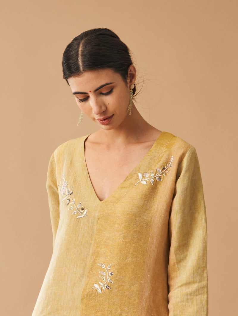 Fara V-Neck Embroidered Kurta