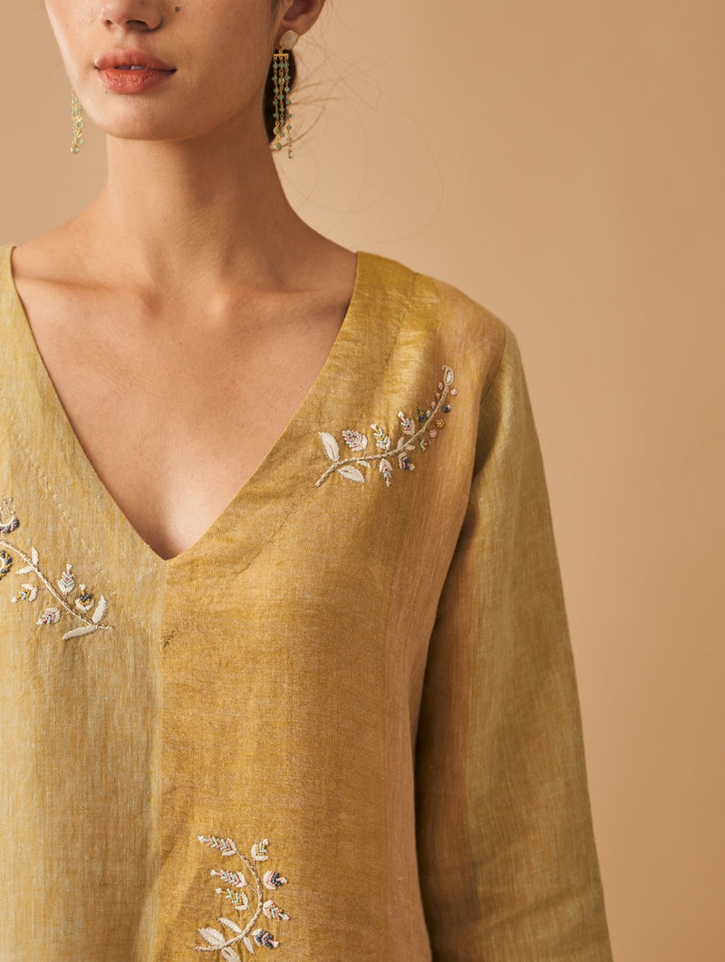 Fara V-Neck Embroidered Kurta