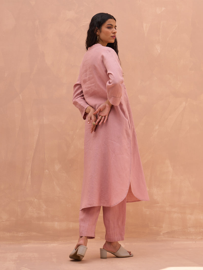 Kisa Hand-Embroidered Co-ord Set - Rose
