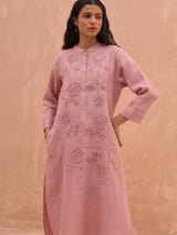 Kisa Hand-Embroidered Co-ord Set - Rose