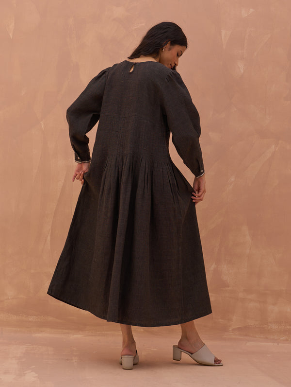 Rita Linen Dress - Charcoal