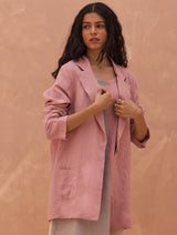 Carla Linen Summer Blazer - Rose