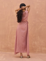 Maya Linen Wrap Dress - Rose