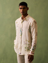 Kazu Botanical Linen Shirt - Ivory
