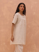 Celia Linen Tunic Top - Off-White