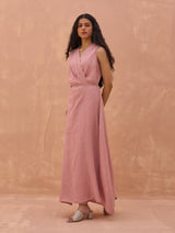 Maya Linen Wrap Dress - Rose