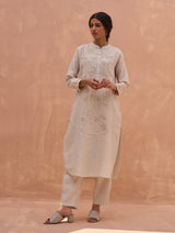 Kisa Hand-Embroidered Kurta - Off-White