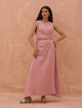 Maya Linen Wrap Dress - Rose