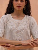 Celia Linen Tunic Top - Off-White
