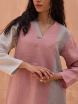 Pera Color-Blocked Kurta - Rose