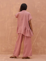 Bonnie Pleated Linen Co-ord Set - Rose