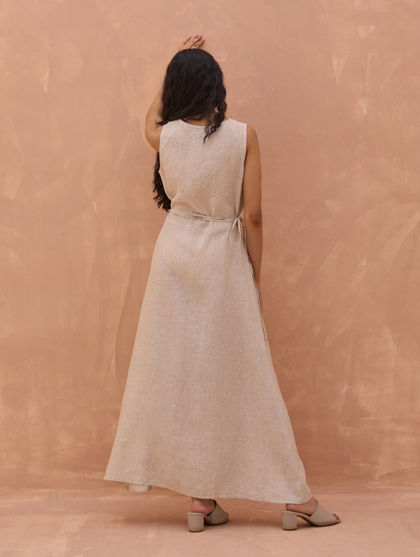 Maya Linen Wrap Dress - Off White