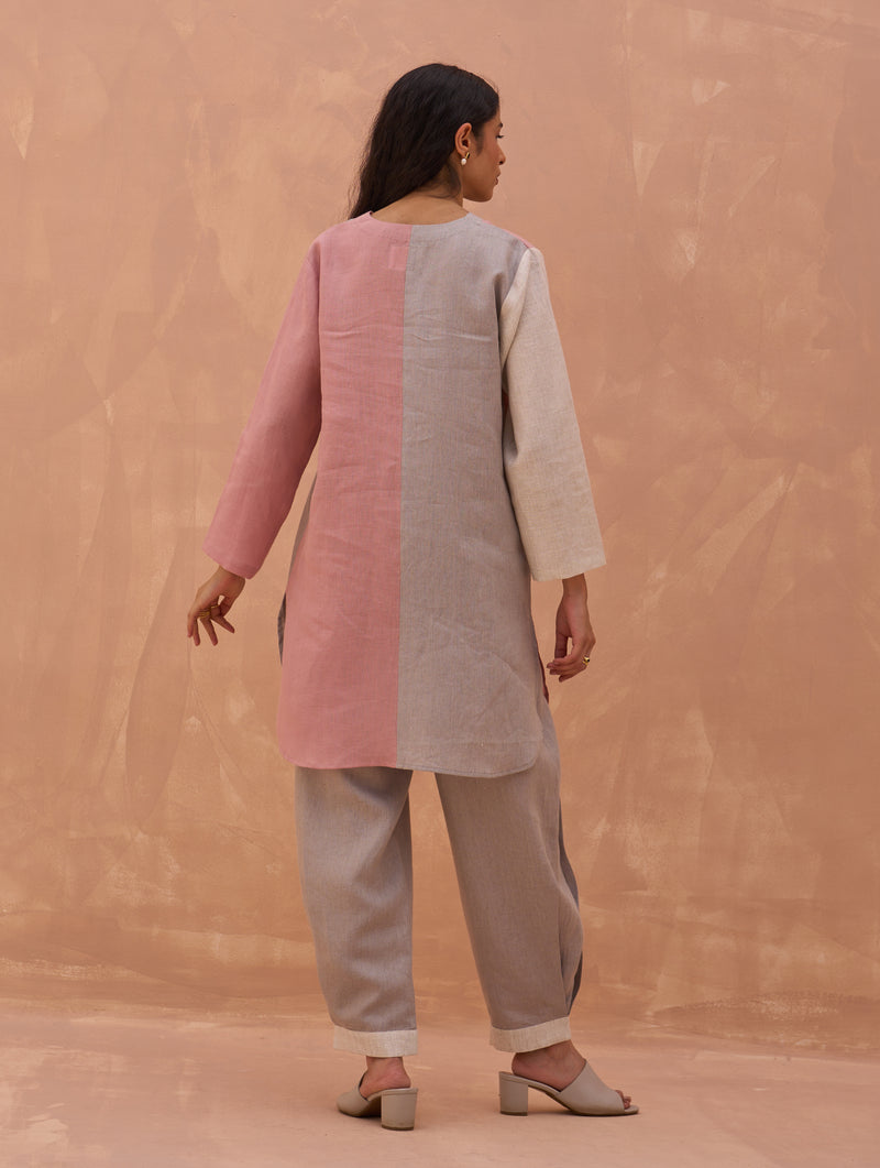 Pera Color-Blocked Kurta - Rose