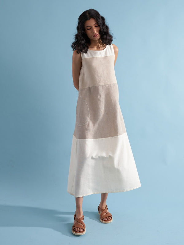 Miki Color-Blocked Linen Dress - Dawn