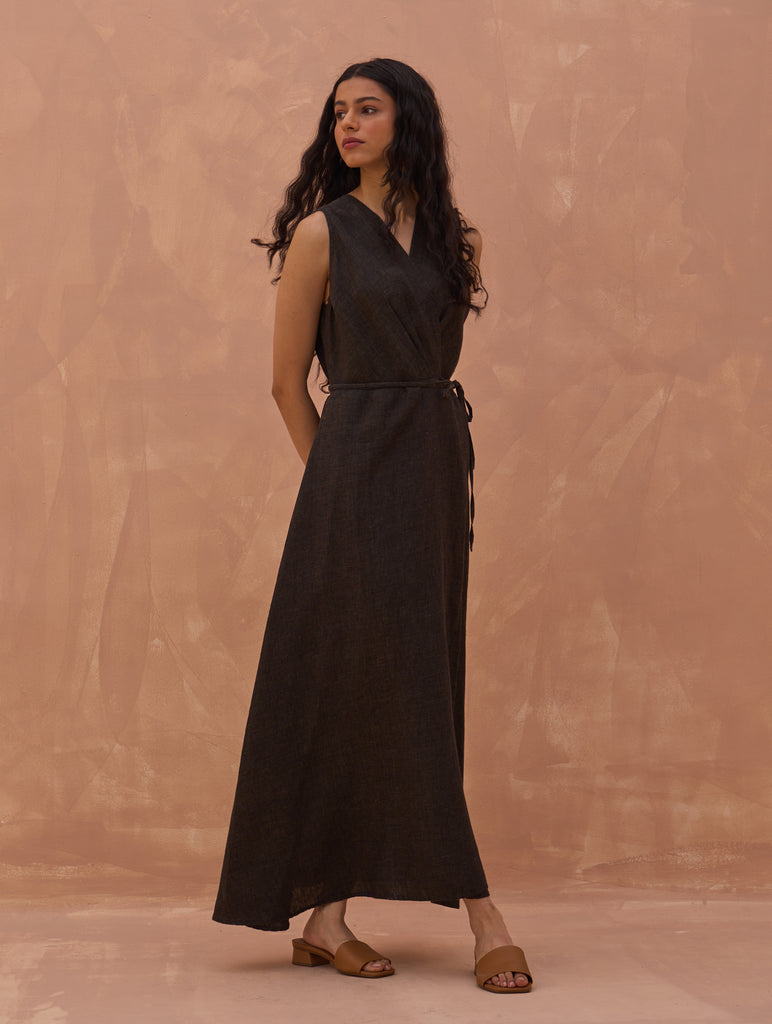 Maya Linen Dress with Jacket - Charcoal L / S/M Maya Linen Dress with Jacket - Charcoal L / S/M