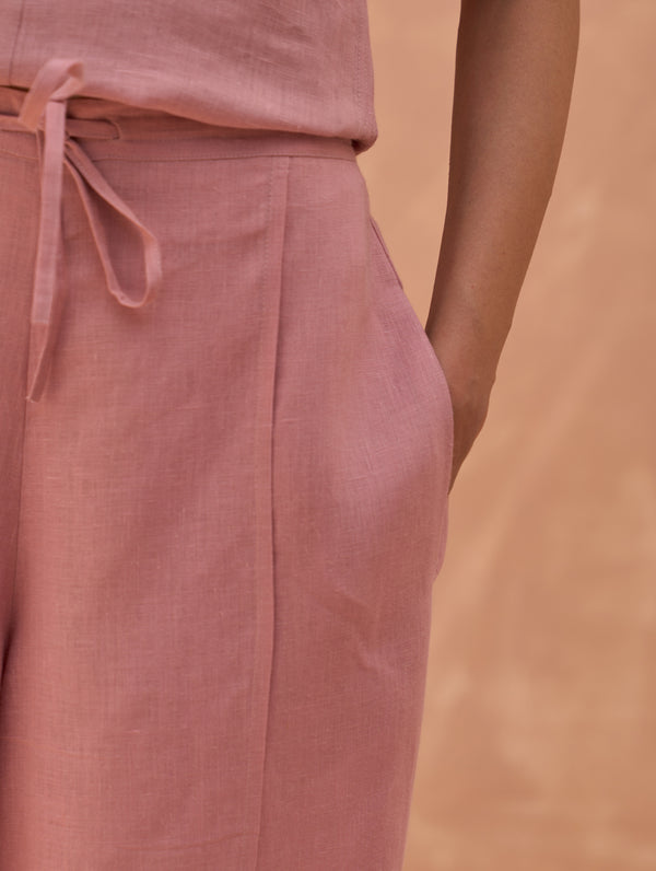 Liz Linen Pant - Rose