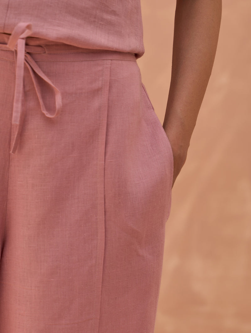 Liz Linen Pant - Rose