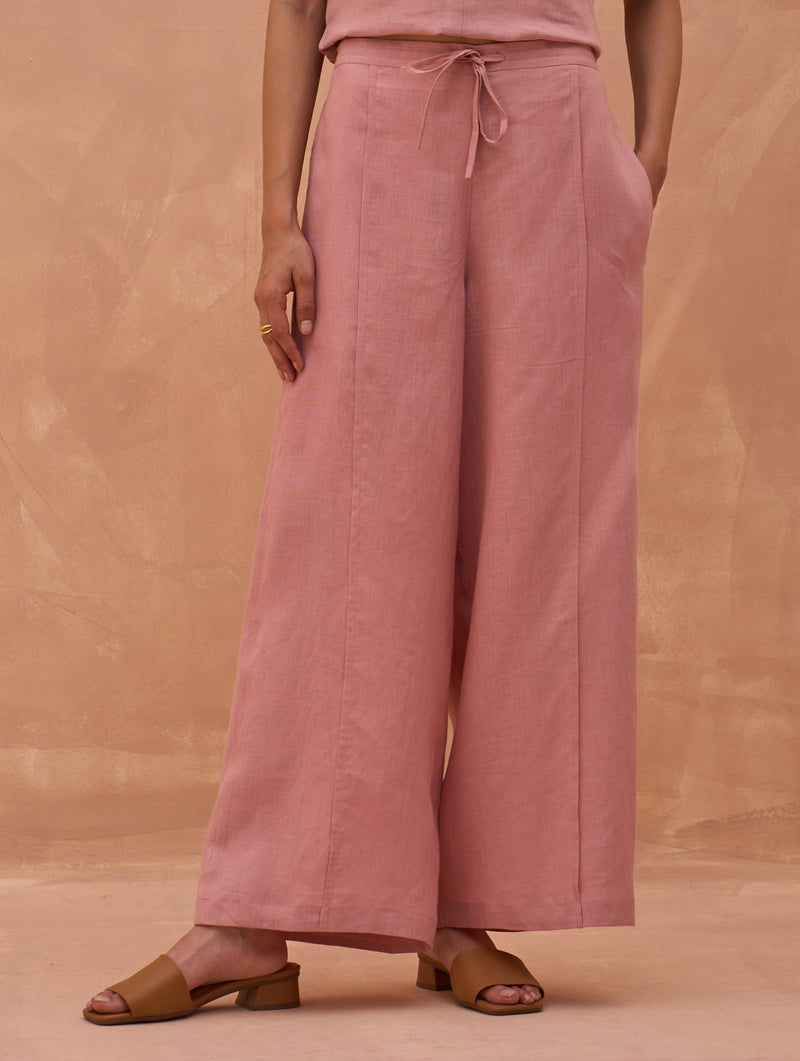 Bonnie Pleated Linen Co-ord Set - Rose