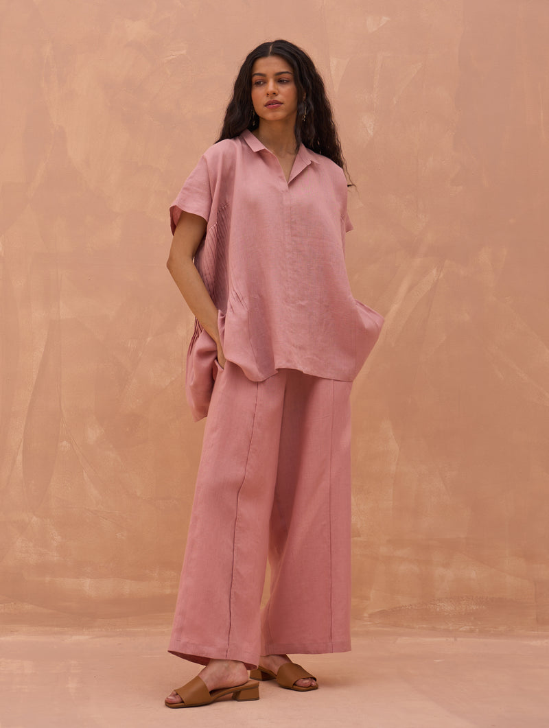 Liz Linen Pant - Rose