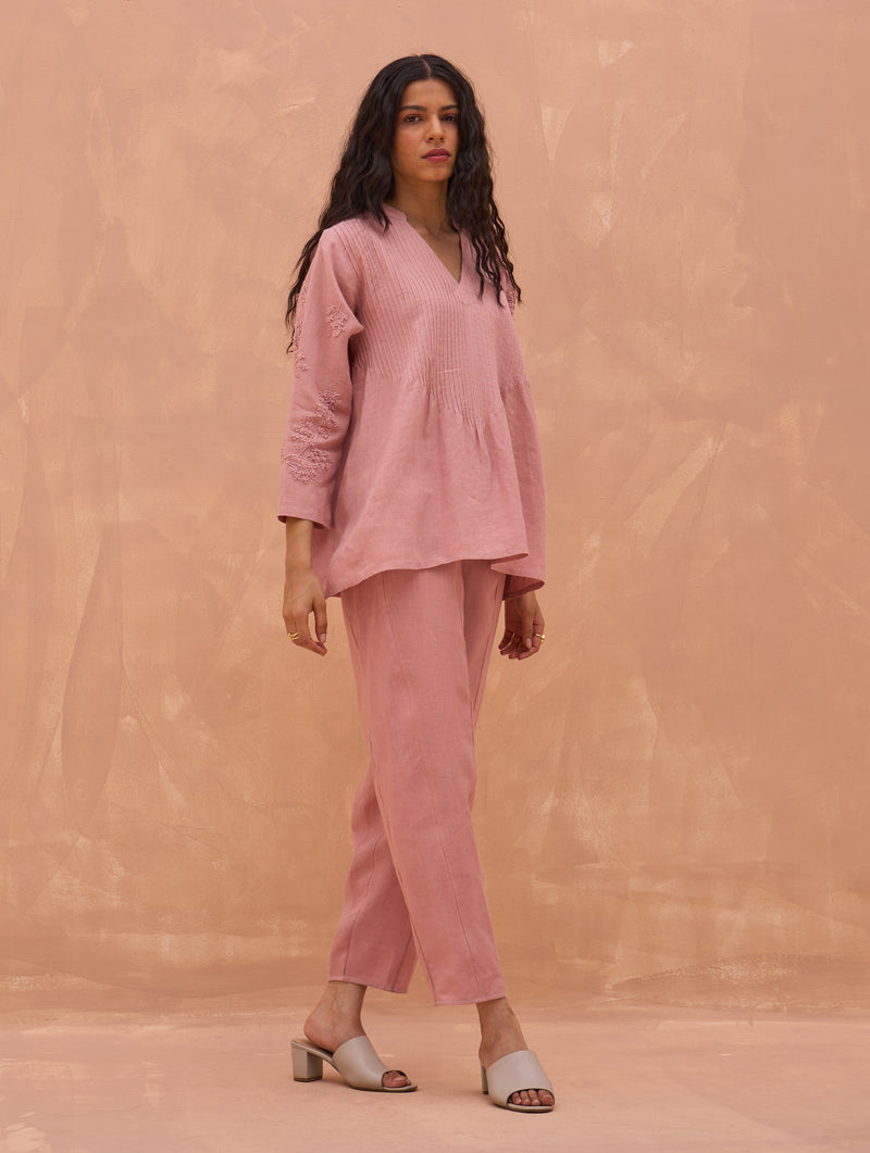Camille Hand-Embroidered Co-ord Set - Rose