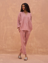 Camille Hand-Embroidered Co-ord Set - Rose