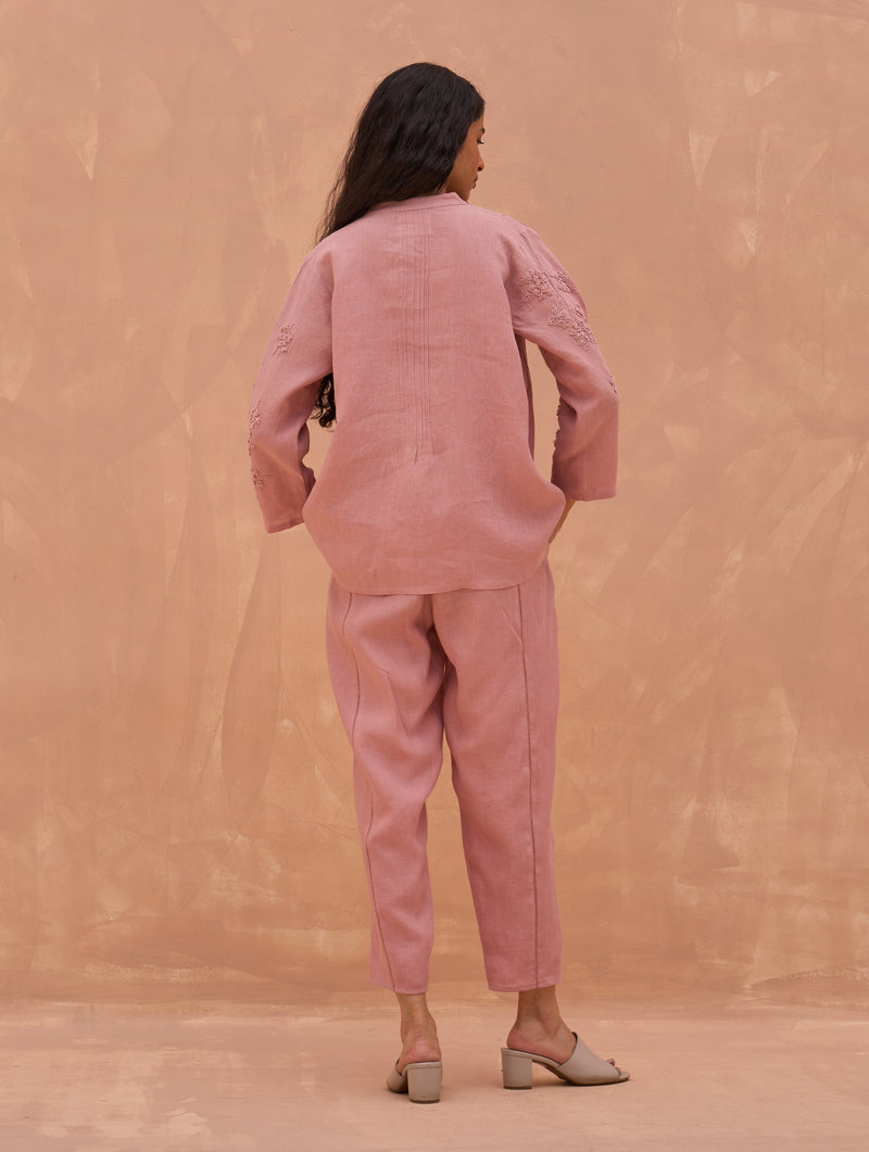 Camille Hand-Embroidered Co-ord Set - Rose