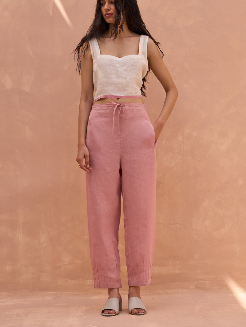 Kisa Hand-Embroidered Co-ord Set - Rose