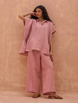 Bonnie Pleated Linen Co-ord Set - Rose