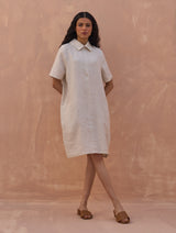 Runa Linen Shift Dress - Off White