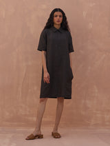 Runa Linen Shift Dress - Charcoal