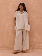 Bonnie Pleated Linen Co-ord Set - Off White