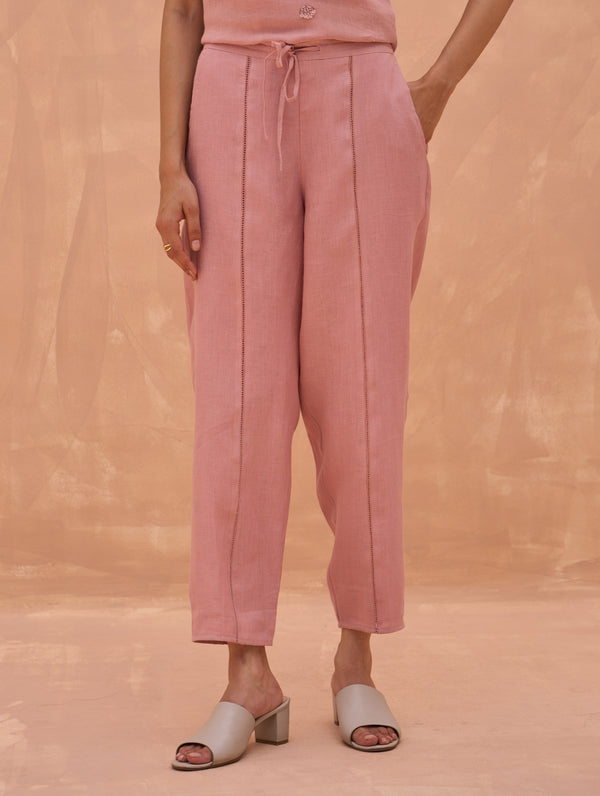 Carmen Linen Tapered Pant - Rose