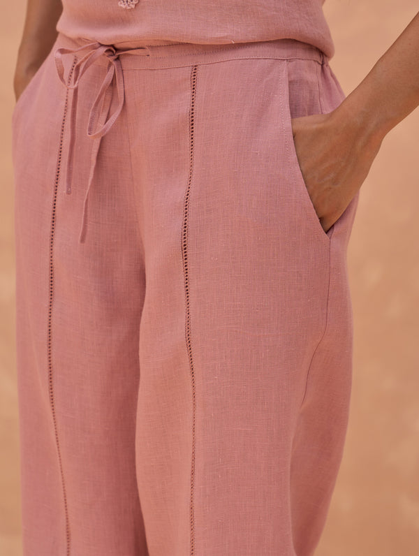 Carmen Linen Tapered Pant - Rose