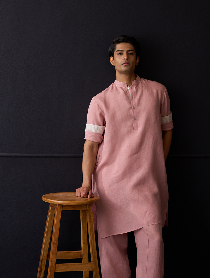 Sid Linen Kurta - Rose