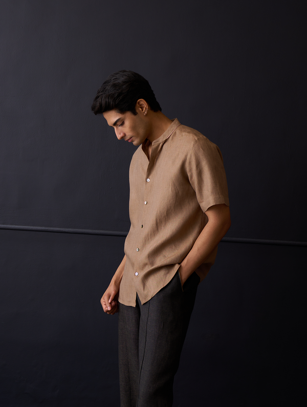 Taro Linen Shirt - Brown