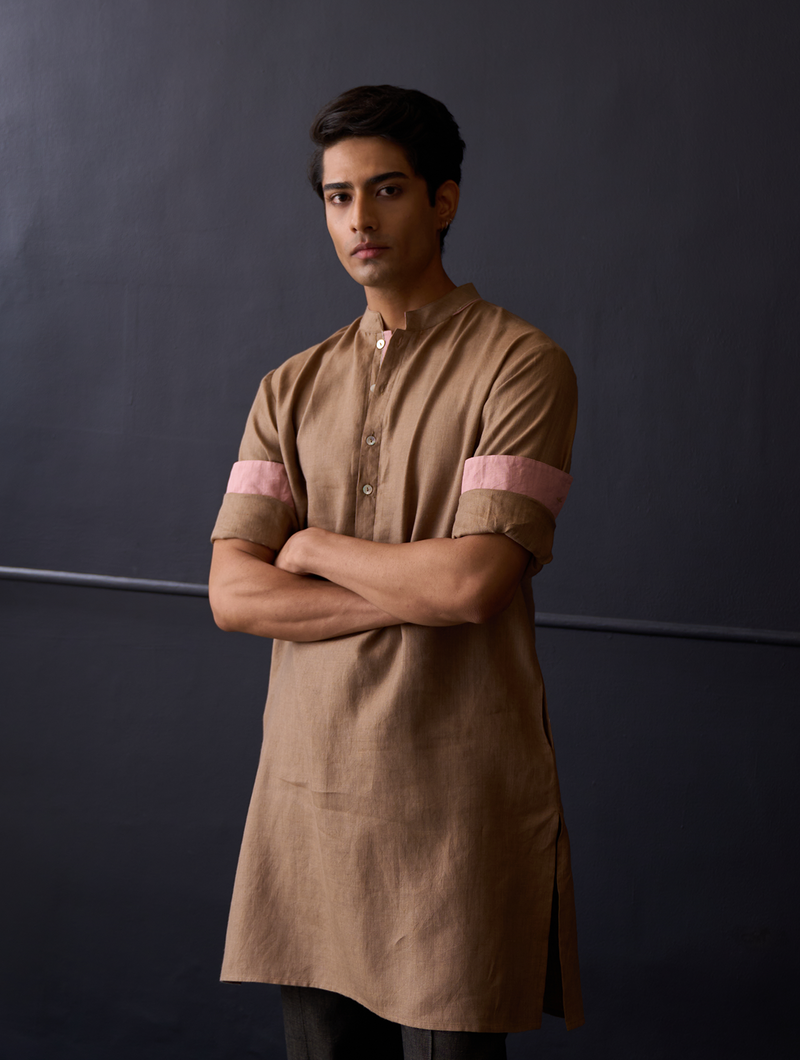 Sid Linen Kurta - Brown