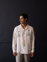 Yori Botanical Linen Shirt - Ivory