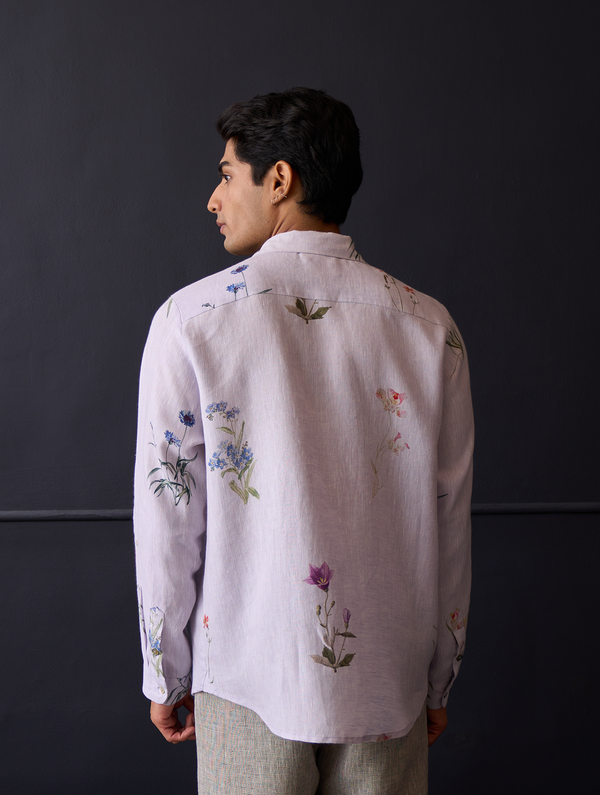 Yori Botanical Linen Shirt - Lilac