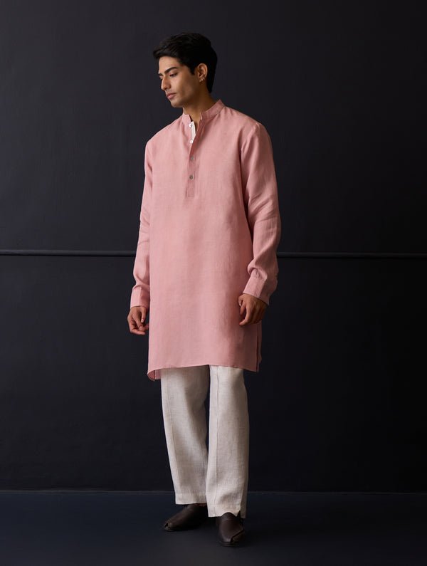 Sid Linen Kurta - Rose