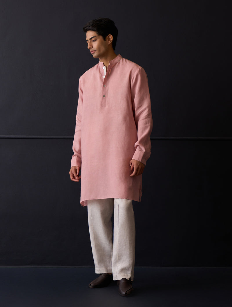 Sid Linen Kurta - Rose